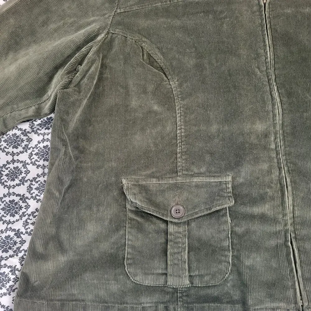 New Fashion Bug Green Corduroy Motorcycle Jacket Sz 30/32 - Picture 11 of 16